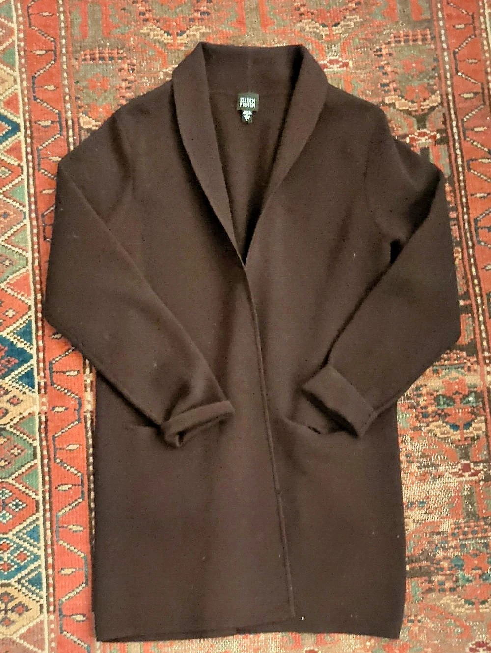 EILEEN FISHER Wool Coat in Brown Size Large Like New